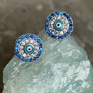 Sterling Silver Evil Eye Studs